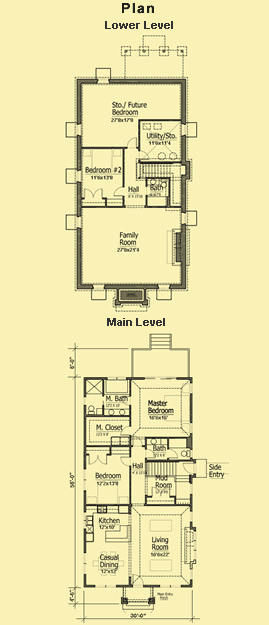 Cottage Bungalow Plans Simple 2 Bedroom For A Narrow Lot