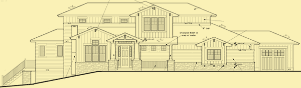 Front Elevation For 4 Bedrooms With Master on Main