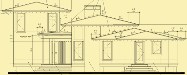 Front Elevation For A House With Two Wings