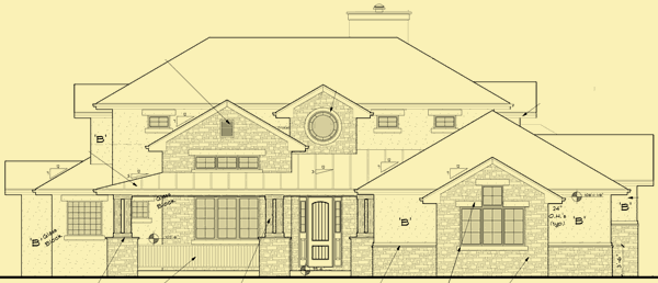 Front Elevation For Contemporary 3 Bedroom With Office
