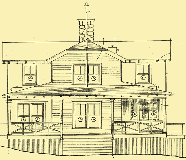 Front Elevation For Cow Island Camp Cottage