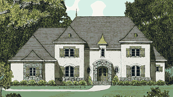 Front Elevation For French Country Manor
