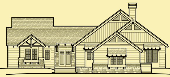 Front Elevation For One Story With Separate Master