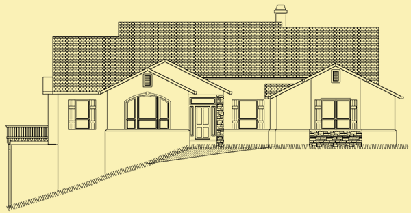 Front Elevation For Single Story With 3 Bedrooms