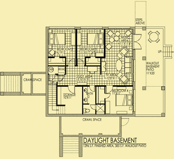 Lower Level Floor Plans For Sunny Master in the Rear