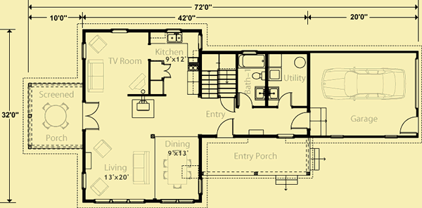 Main Level Floor Plans For A Blue Hill Farmhouse