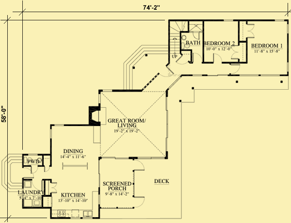 Main Level Floor Plans For A House With Two Wings