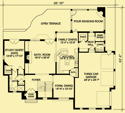 Main Level Floor Plans For Brick & Stone