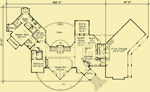 Main Level Floor Plans For Chalet With Two Wings