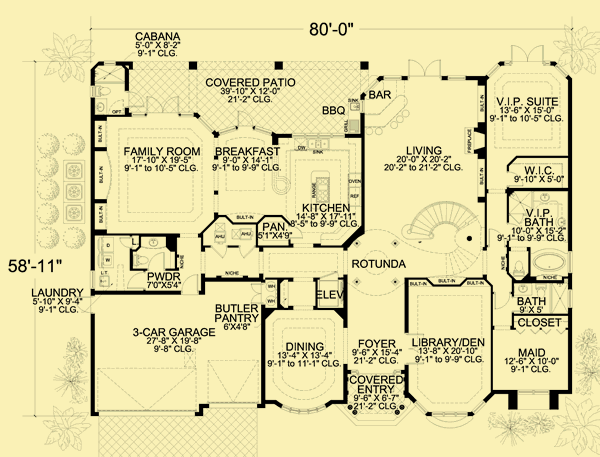 Main Level Floor Plans For Coastal Manor