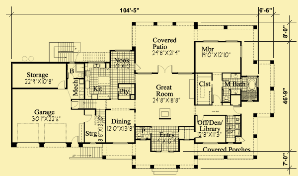 Main Level Floor Plans For Contemporary Mission Style