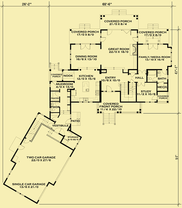 Main Level Floor Plans For Craftsman Lodge Home
