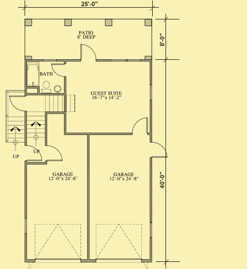 Main Level Floor Plans For Garage With Apartment & Guest Suite