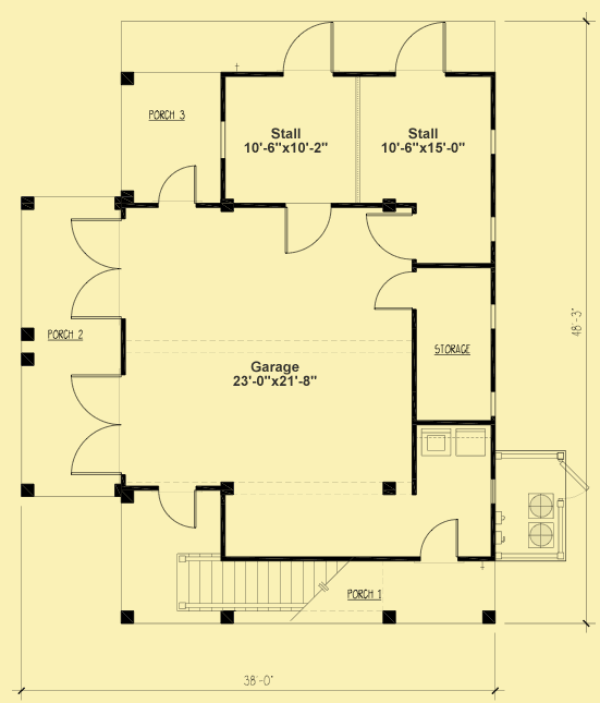 Main Level Floor Plans For Garage With Stalls & A Studio