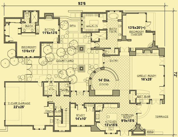 Home Plans With A Central Courtyard, Detached Casita House Plans