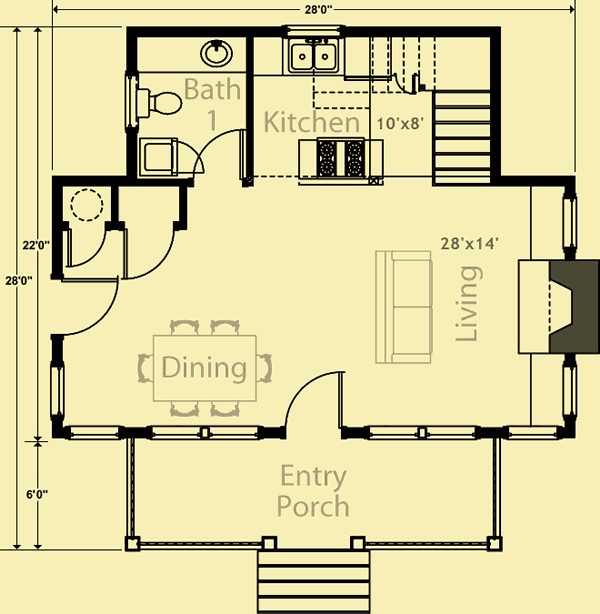 Main Level Floor Plans For Lakeside Guest House