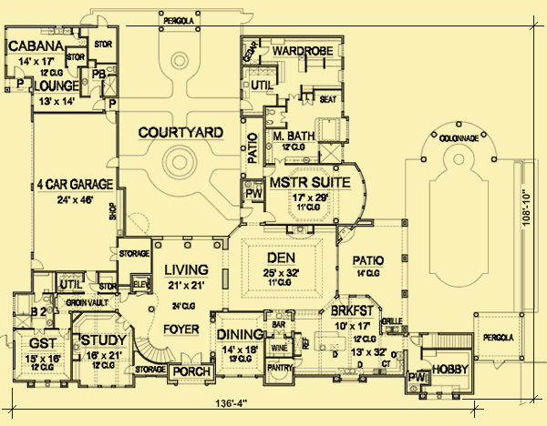 Main Level Floor Plans For Mediterranean Style Chateau