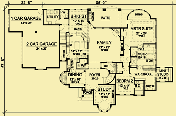 Main Level Floor Plans For Mediterranean Style Villa