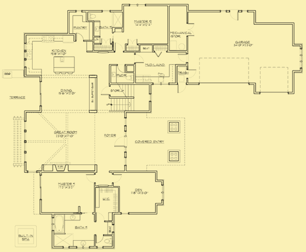Main Level Floor Plans For Multi-Gabled Craftsman Classic