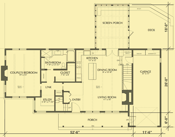 Main Level Floor Plans For One Bedroom Retreat