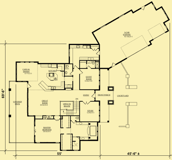 Main Level Floor Plans For One Story Contemporary