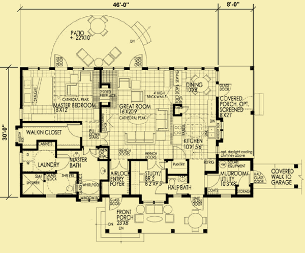 Main Level Floor Plans For One Story One Bedroom