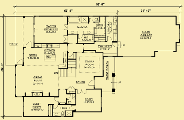 Main Level Floor Plans For One Story With a View
