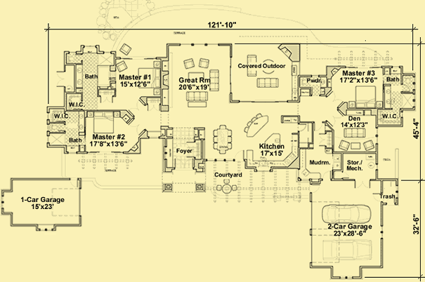 House Plans With 3 Master Suites, Master House Plans
