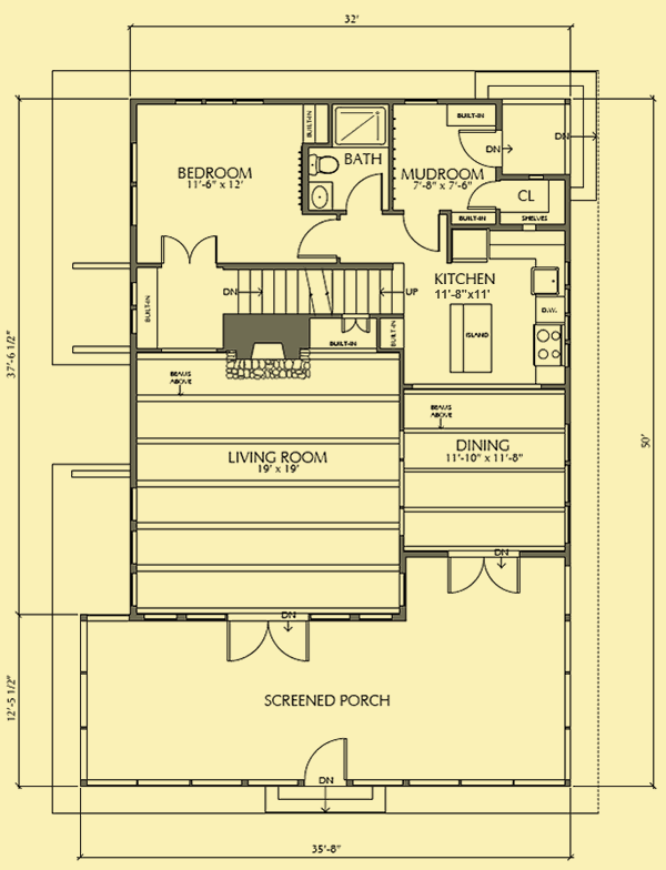 Main Level Floor Plans For Porch Cabin 2