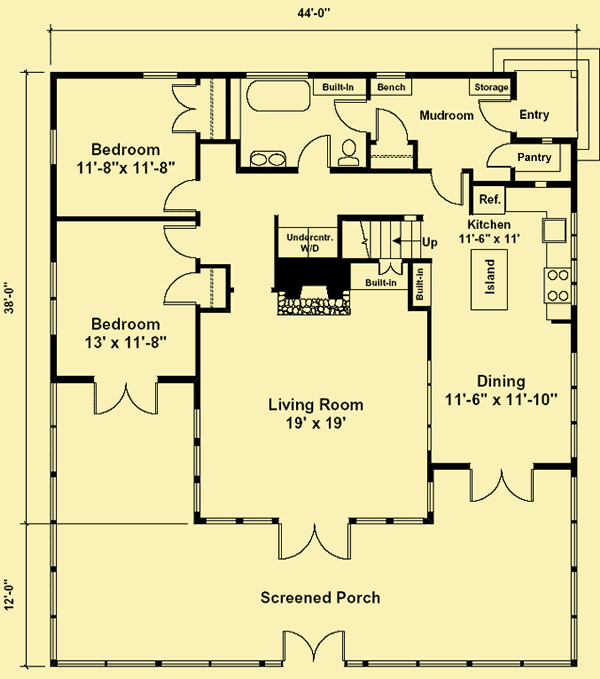 Main Level Floor Plans For Porch Cabin