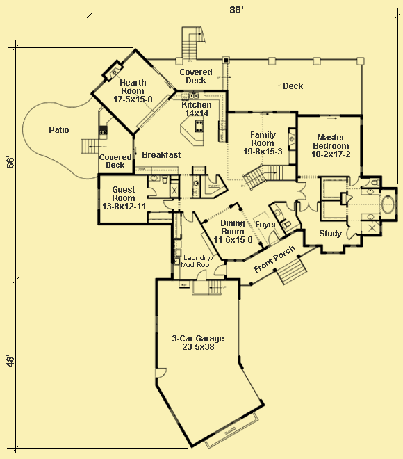 Main Level Floor Plans For Riverside Retreat