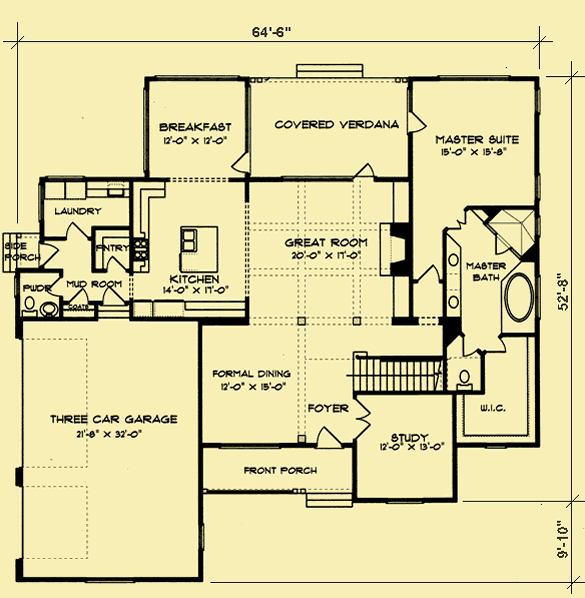 Main Level Floor Plans For Shingled Two-Story