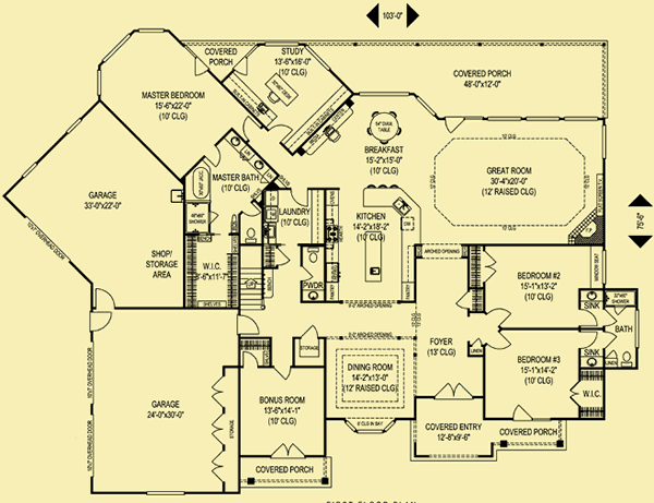 Main Level Floor Plans For Stone and Brick