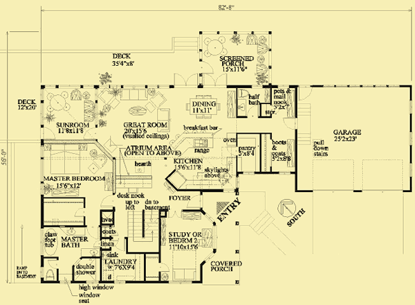 Main Level Floor Plans For Sun-Filled Cottage