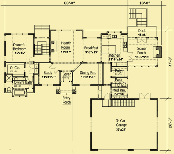Main Level Floor Plans For Sunlit Cottage