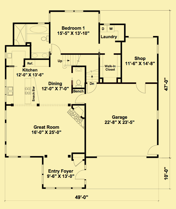 Main Level Floor Plans For Sunny Bungalow