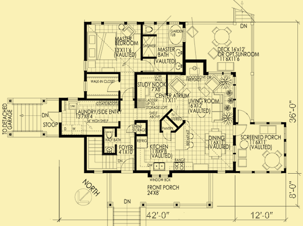 Main Level Floor Plans For Sunny Master in the Rear