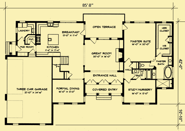 Main Level Floor Plans For Traditional Manor