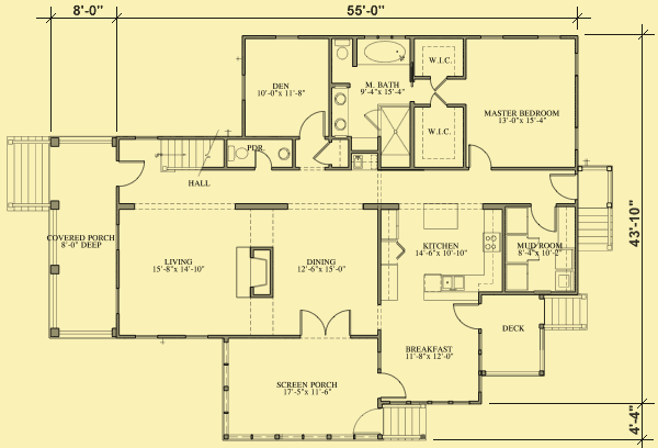 Main Level Floor Plans For Traditional Southern Charmer