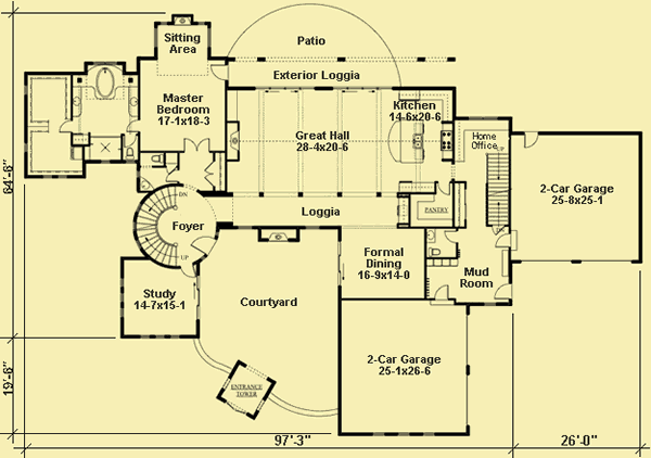 Main Level Floor Plans For Tuscan Villa