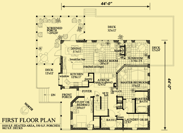 Main Level Floor Plans For Wrap Around Decks & Porch