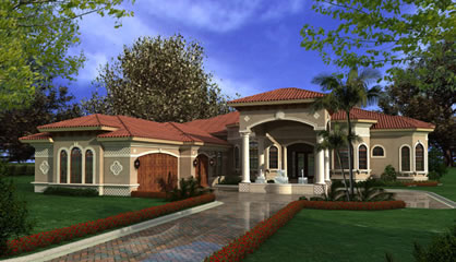 Mediterranean House Plans Luxury 1 Story Waterfront Home