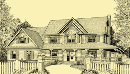 Wrap Around Porch House Plans For a 4 Bedroom Country Home