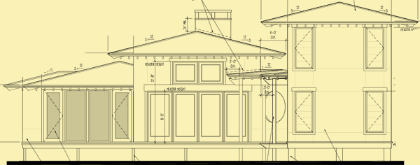 Rear Elevation For A House With Two Wings