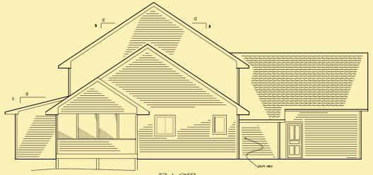 Rear Elevation For Craftsman With A Side View