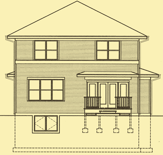 Rear Elevation For Family Prairie Cottage