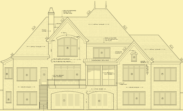 Rear Elevation For French Country Home
