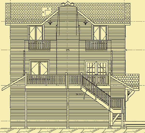 Rear Elevation For Lake Cabin