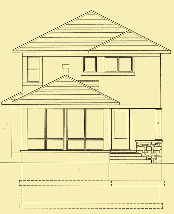 Rear Elevation For Modern Prairie Cottage
