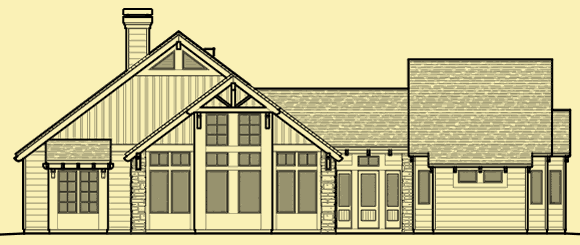 Rear Elevation For One Story With Separate Master